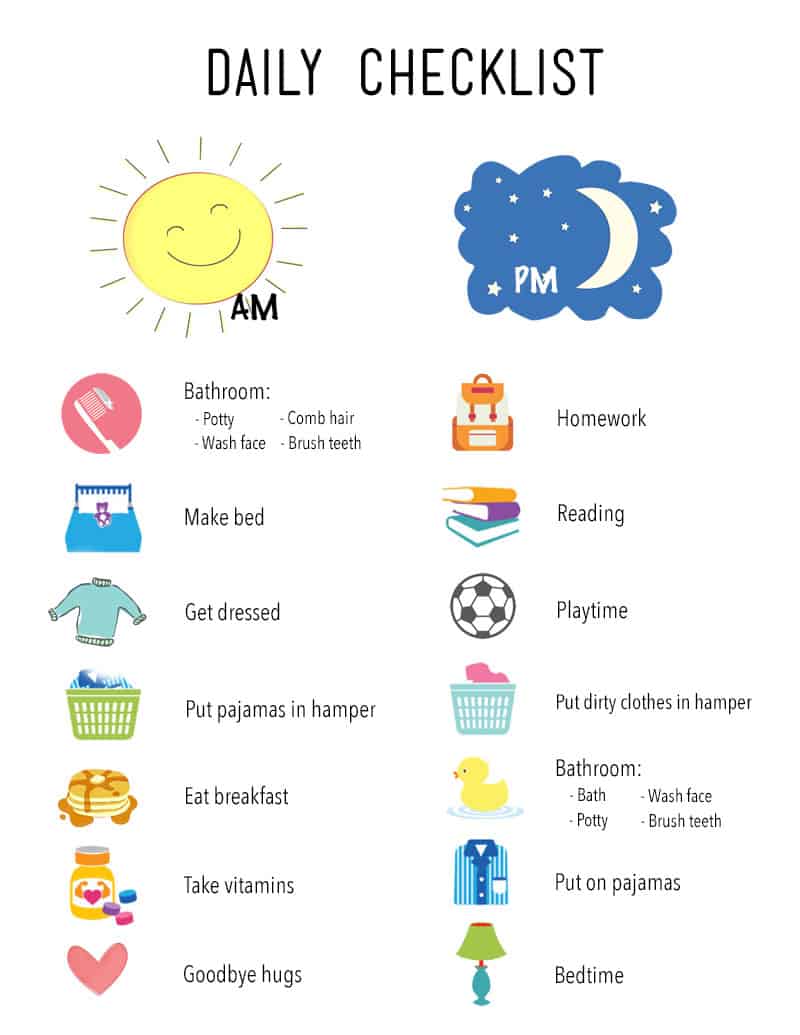 Printable Daily Checklist For Kids