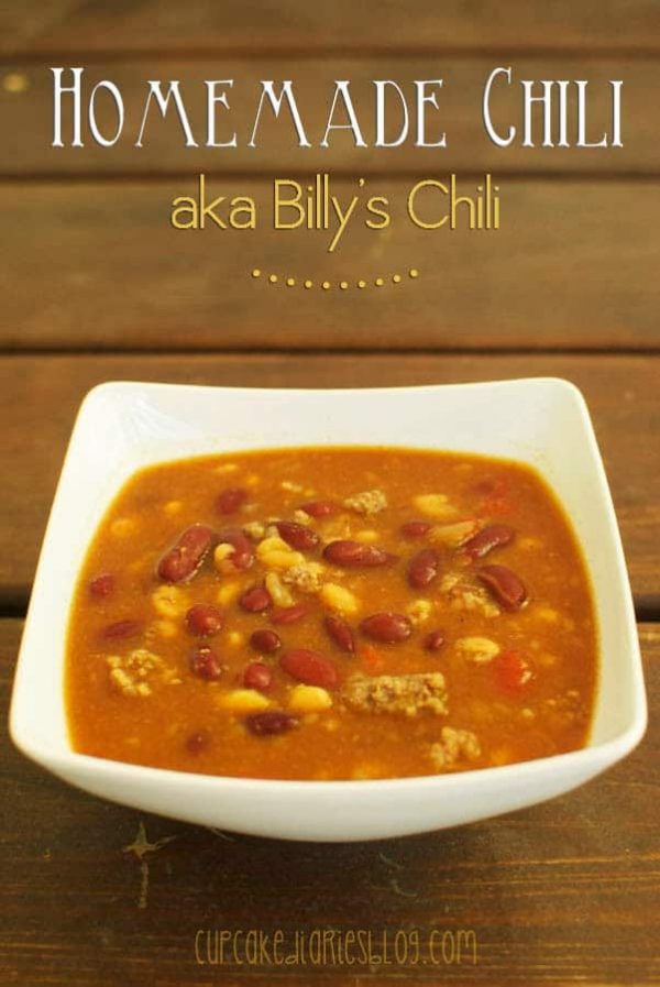 Homemade Chili {Billy's Chili} & Sweet Cornbread Cupcake Diaries