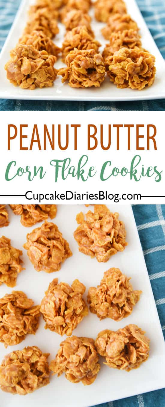 No Bake Peanut Butter Corn Flake Cookies are about to become your new favorite treat! They're so easy to make and absolutely delicious!