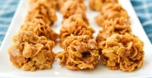 No Bake Peanut Butter Corn Flake Cookies