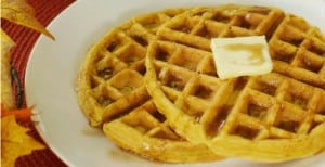 Pumpkin Waffles with Cinnamon Syrup