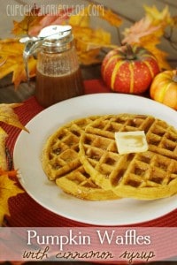 Pumpkin Waffles with Cinnamon Syrup