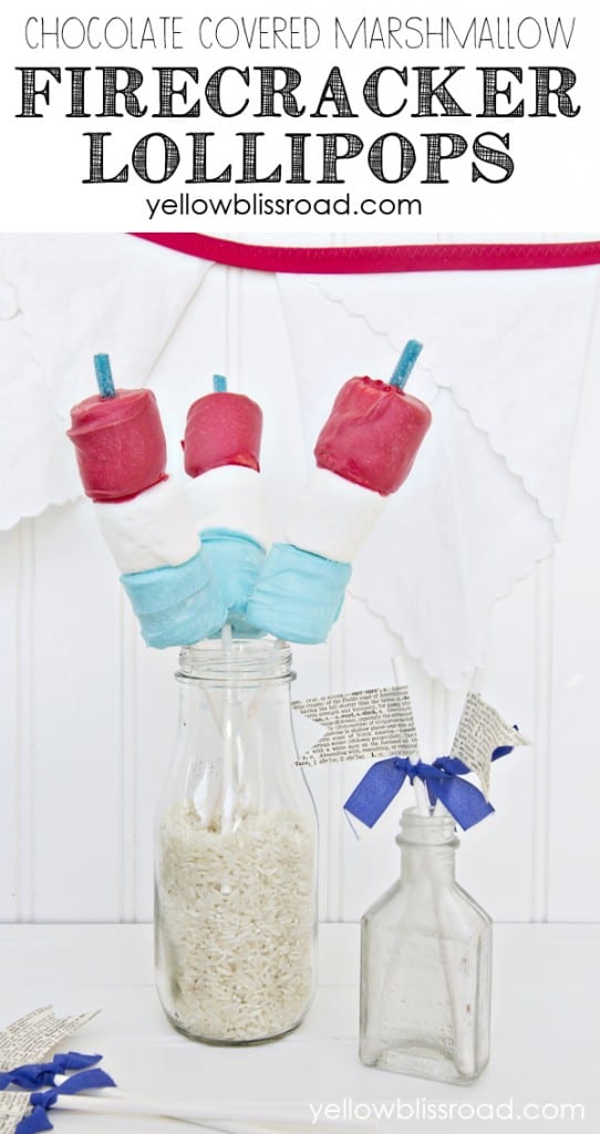 Chocolate Covered Marshmallow Firecracker Lollipops title