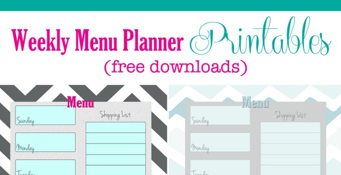free weekly menu planner