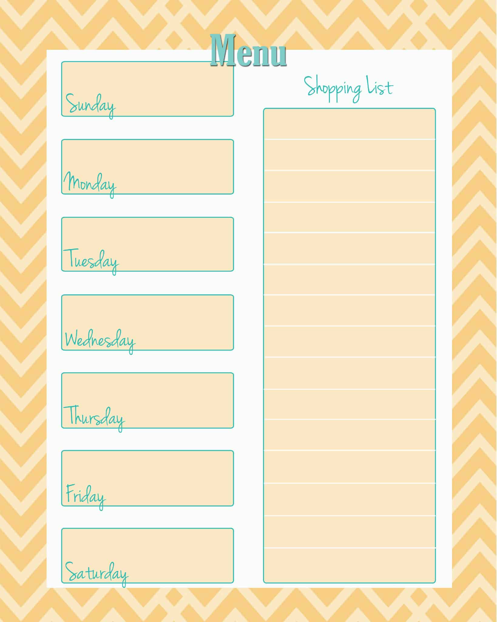 FREE Weekly Menu Planner Printable 4 Colors Cupcake Diaries