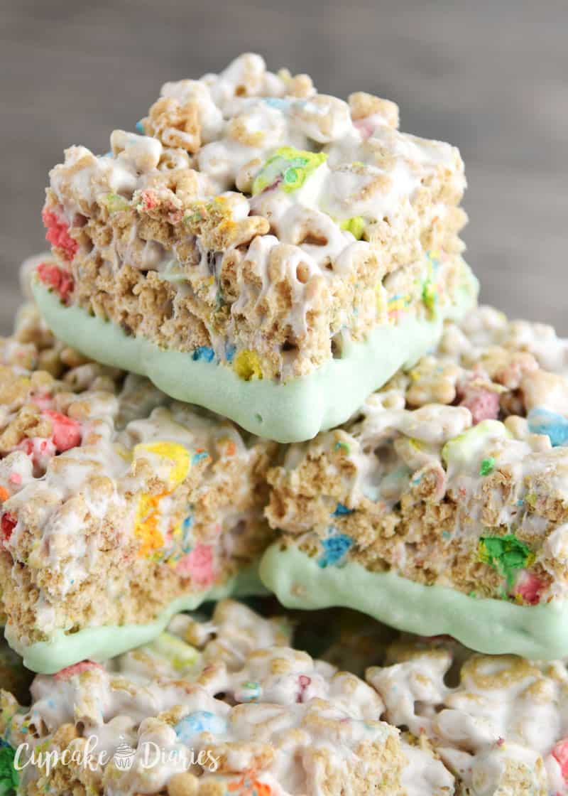 Perfectly gooey and tasty Lucky Charms Treats are great for St. Patrick's Day!