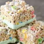 Lucky Charms Treats are the perfect dessert for St. Patrick's Day! The whole family will love these marshmallowy bars.