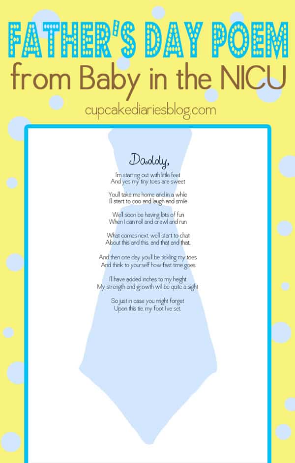Father's Day Poem Gift from Baby in the NICU - Cupcake Diaries