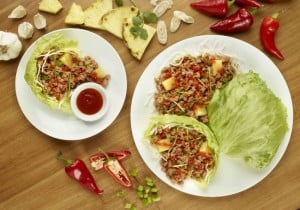 NEW Sriracha Pineapple Pork Lettuce Wraps at Pei Wei