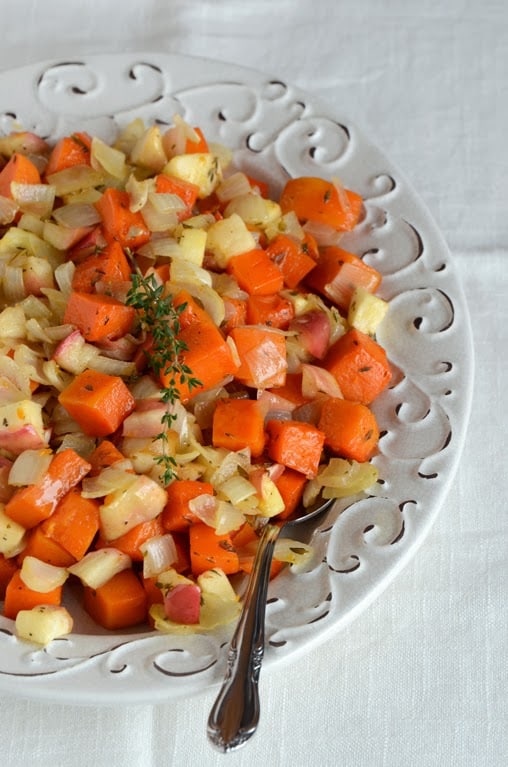 Roasted Butternut Squash with Apples, Onions and Thyme