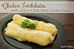 Chicken Enchiladas with Green Chile Sour Cream Sauce