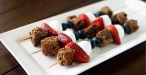 Red, White & Blue Fruit and Brownie Skewers