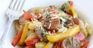 Pesto Gnocchi with Sausage and Peppers