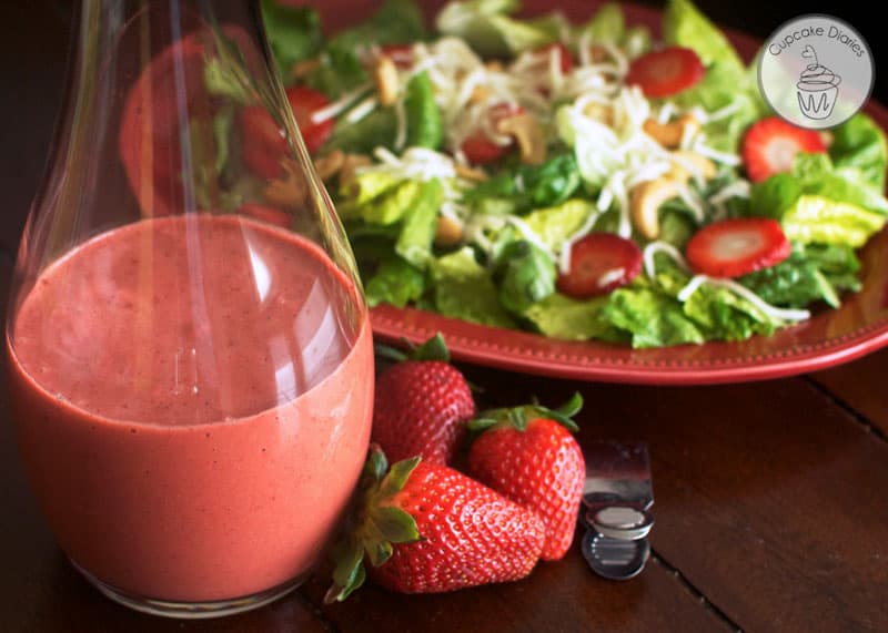 Strawberry Balsamic Vinaigrette Dressing - This creamy salad dressing tastes like it came from a restaurant! Perfect for a dinner party or summer salad.