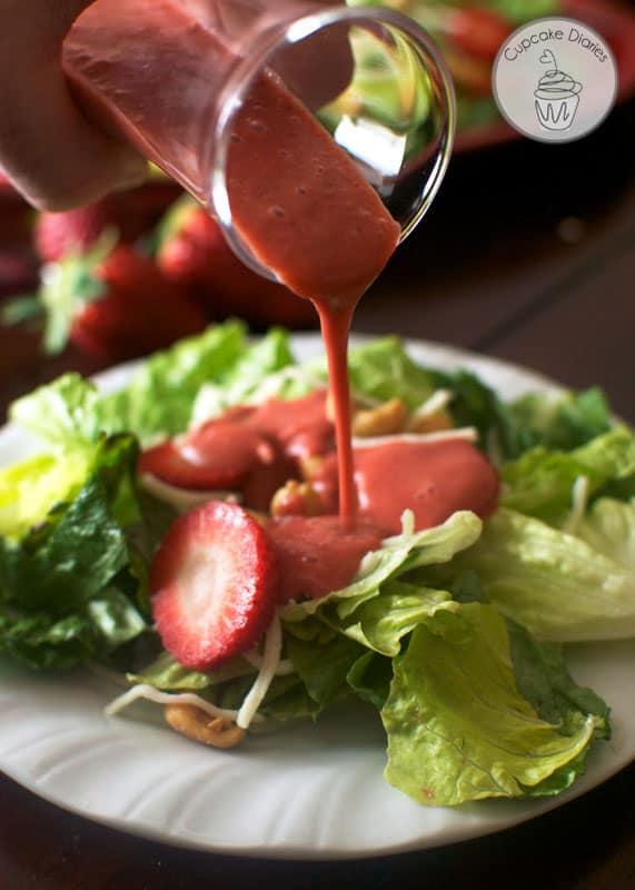 Strawberry Balsamic Vinaigrette Dressing - This creamy salad dressing tastes like it came from a restaurant! Perfect for a dinner party or summer salad.