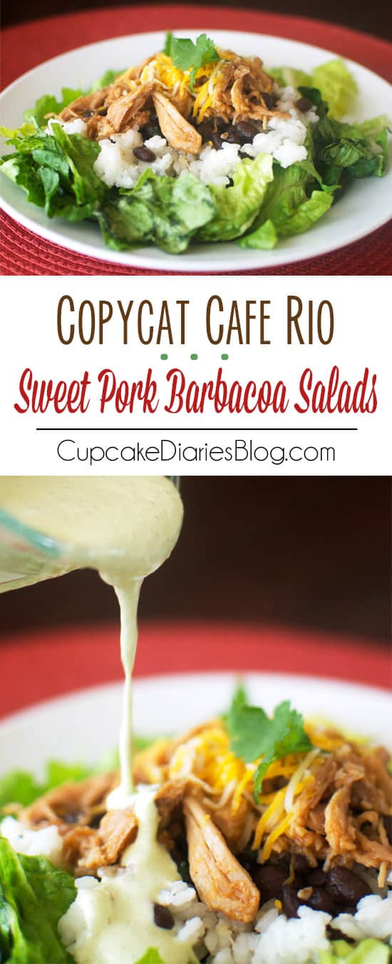 Copycat Cafe Rio Pork Barbacoa Salads - Make this popular restaurant dish at home! Tastes just like the real thing.
