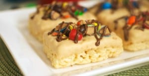 Ultimate M&M’s Peanut Butter Krispies Treats