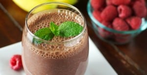 Chocolate-Banana-Raspberry Breakfast Drink