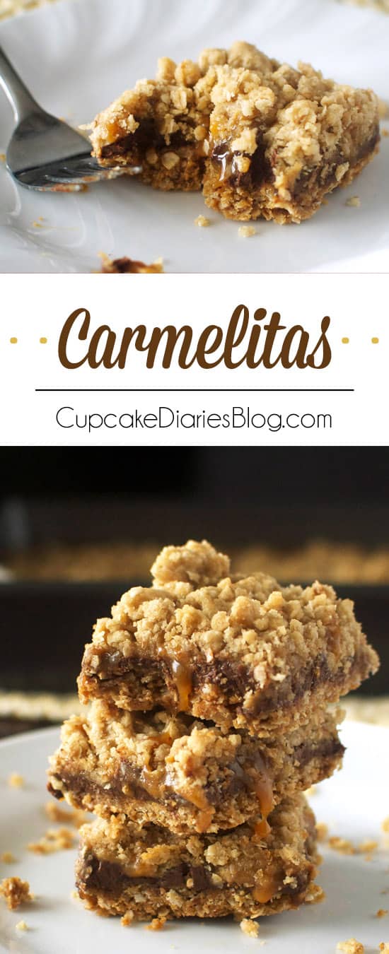 Carmelitas - Chewy dessert bars filled with rich chocolate, caramel, and oats. These are amazing!!
