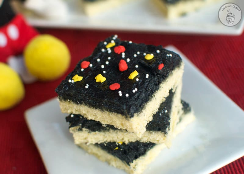 Mickey Mouse Sugar Cookie Bars - A perfect treat to serve at a Mickey Mouse birthday party!