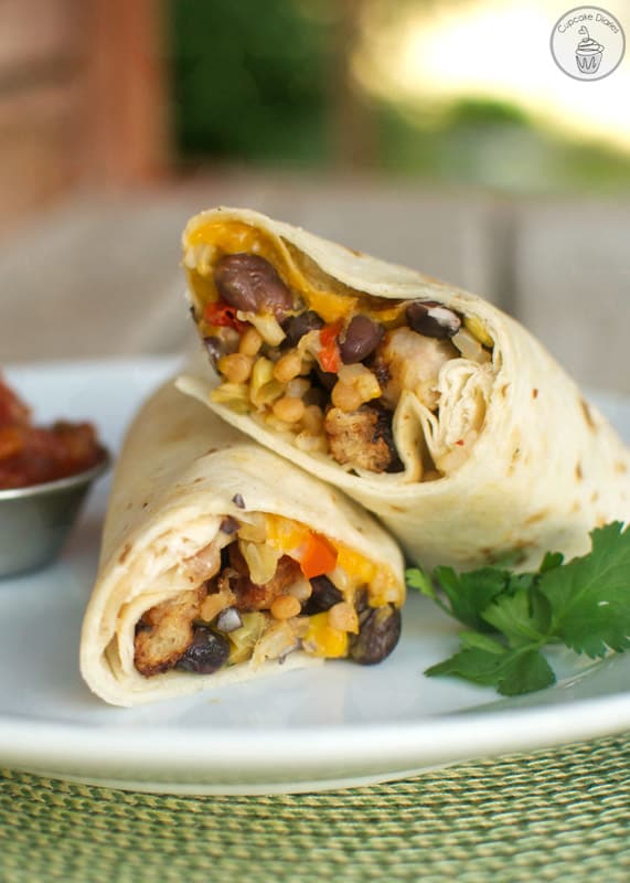 Southwestern Chicken Wraps - Grilled chicken breast slices with cheese and a southwestern bean and corn mixture. A perfect recipe for a quick weeknight meal! #FastFreshFilling #Pmedia #ad