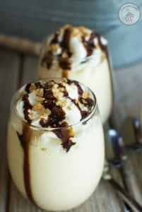 S'more Milkshake - The ooey gooey goodness of a s'more mixed up in a cool and creamy milkshake! Such a yummy treat for the summer.