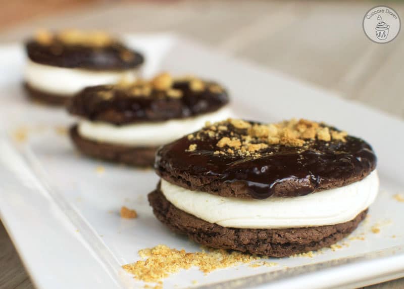 xS'more Whoopie Pies - Decadent cookie sandwiches that taste like a gooey s'more!