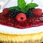 Classic Cream Cheesecake from Mixed Berry Sauce