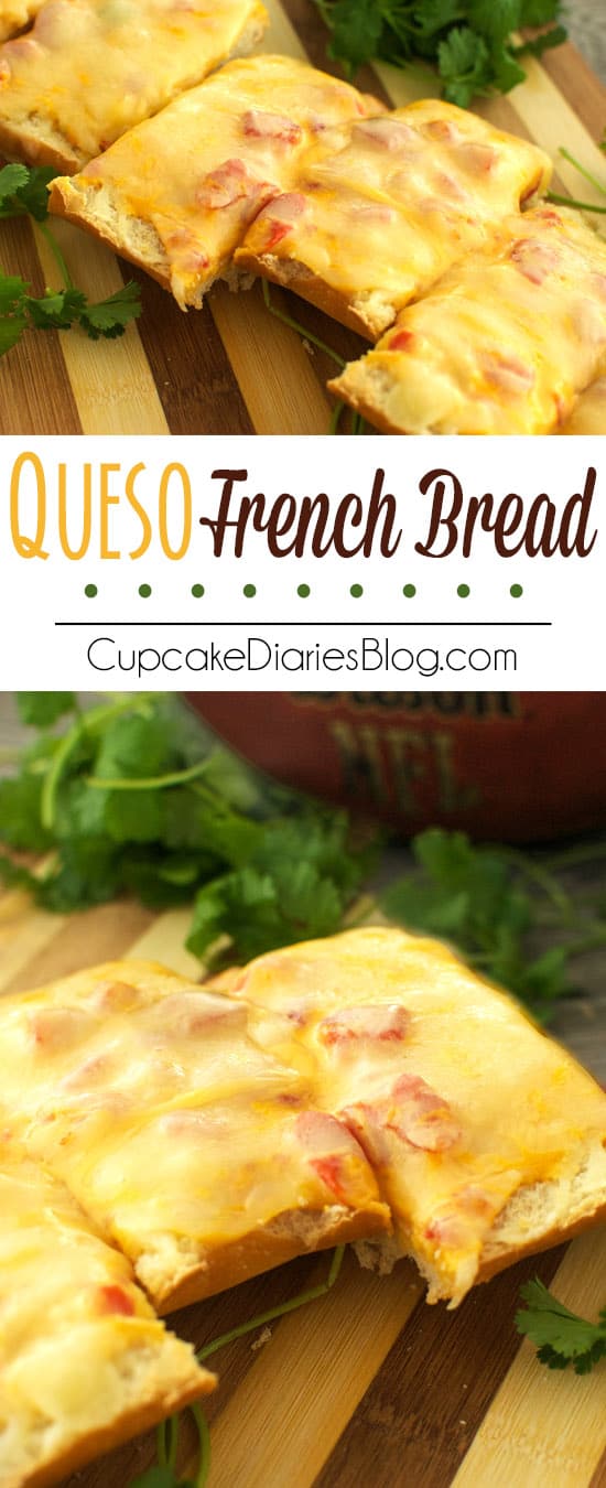 Queso French Bread - A perfect appetizer for a football party!