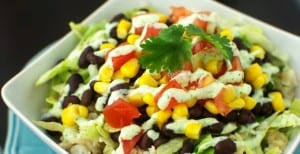 Burrito Bowls with Light Tomatillo Dressing