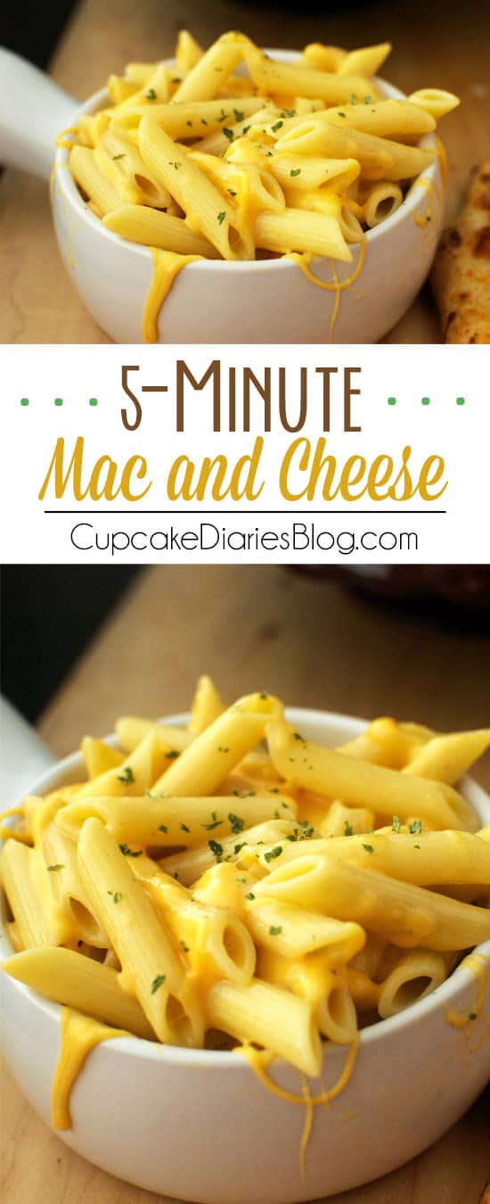 Ooey, gooey, and extra cheesy mac and cheese that only takes 5 minutes, after cooking the pasta!