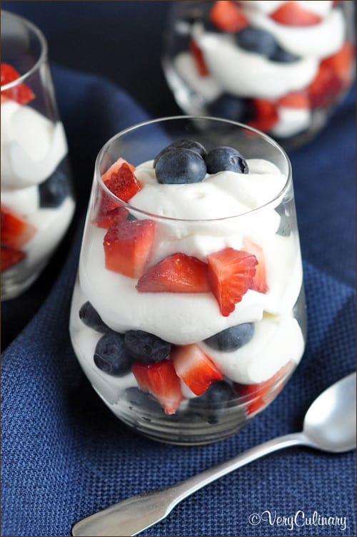 Red, White and Blue Cheesecake Mousse