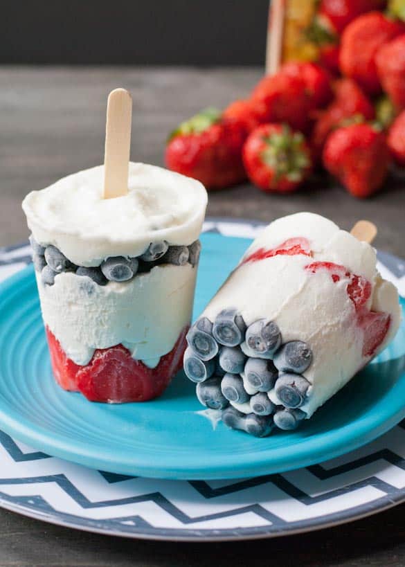 Red, White and Blue Pudding Pops