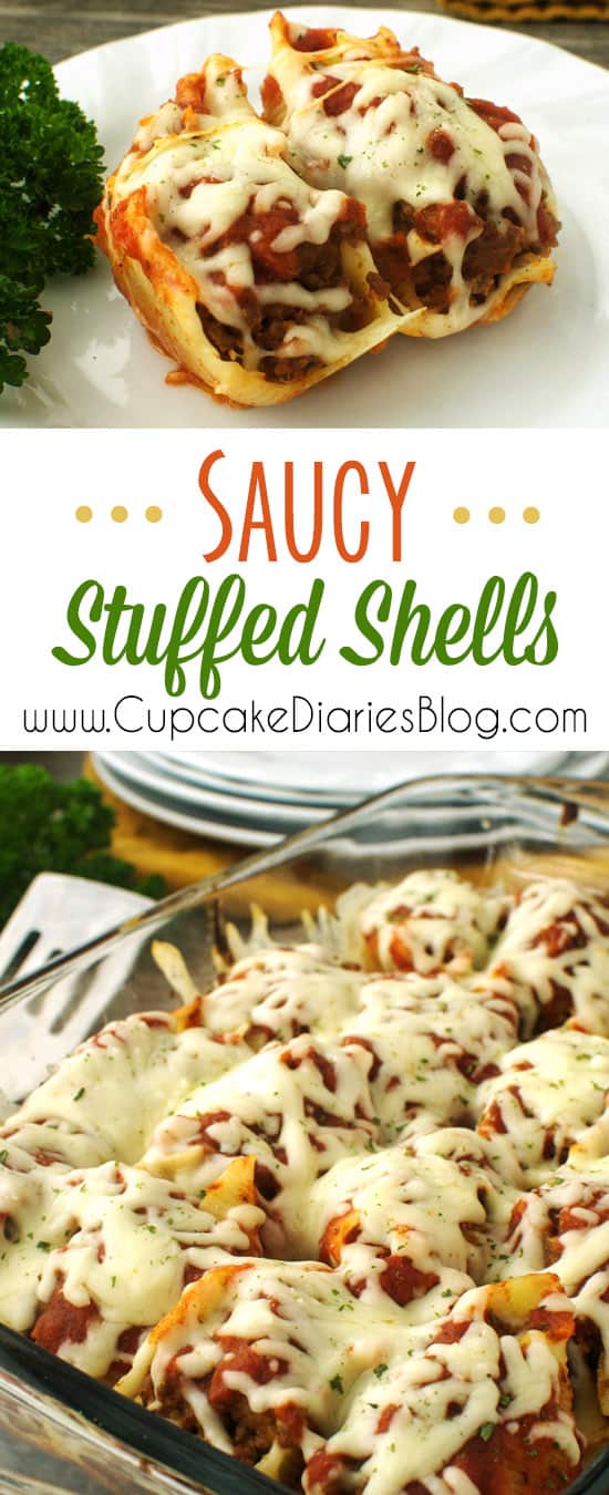 Saucy Stuffed Shells - Stuffed shells are a great way to serve spaghetti in a unique way. The whole family will love these shells!