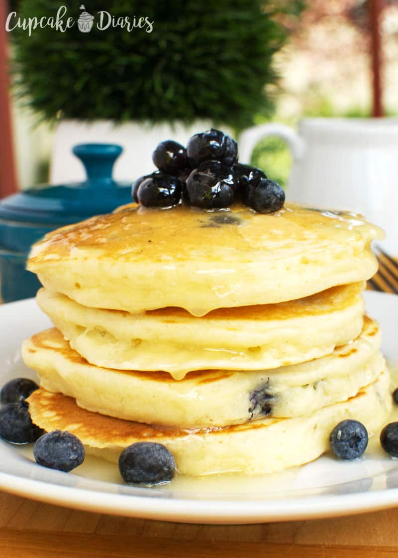Blueberry Pancakes with Warm Buttermilk Syrup