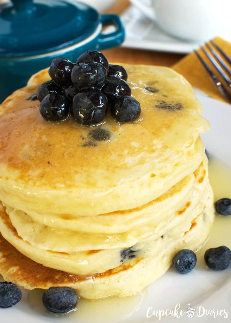 Blueberry Pancakes with Warm Buttermilk Syrup