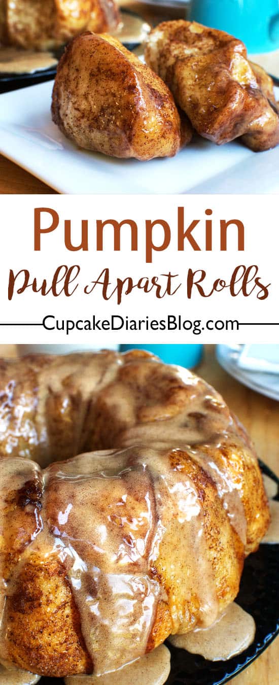 Pumpkin Pull Apart Rolls with Cinnamon-Maple Glaze