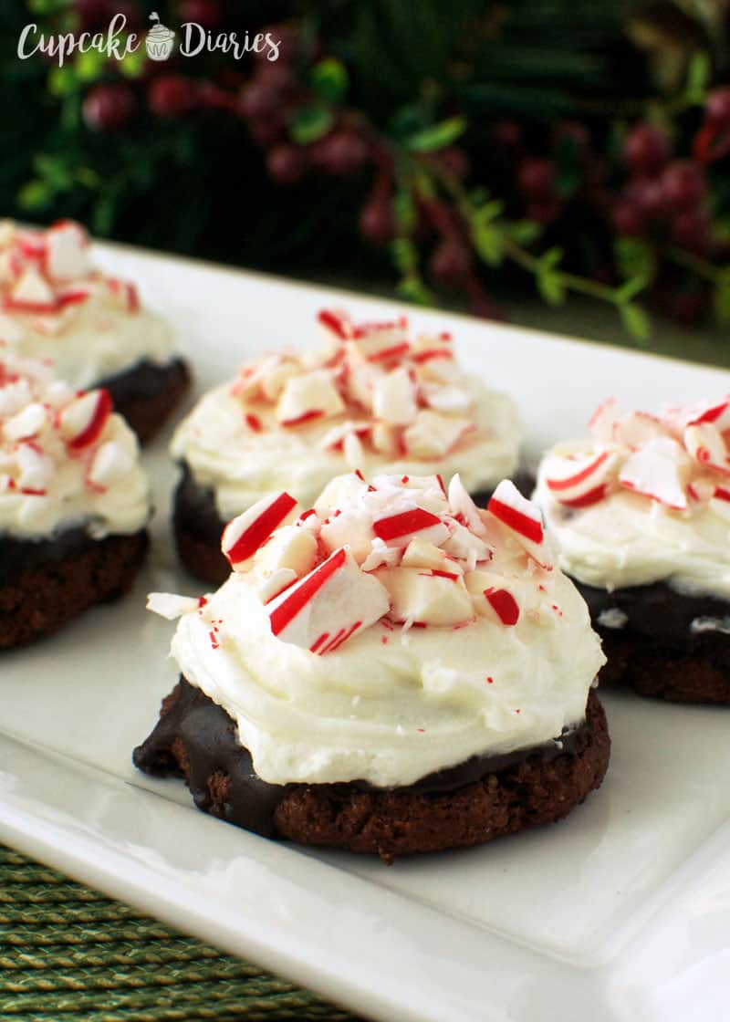 Chocolate Cookies with Peppermint Buttercream Frosting