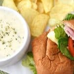 Toasted Ham and Turkey Sup with Creamy Potato Soup