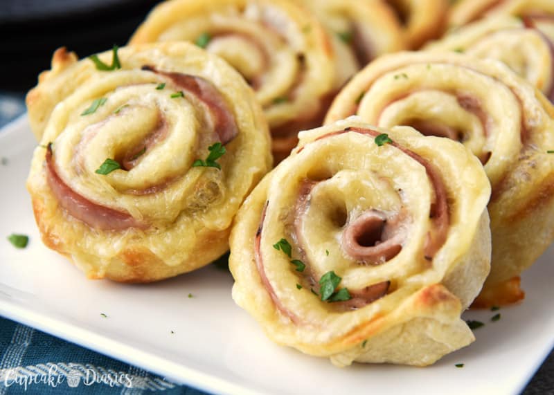 Easy Ham and Cheese Pinwheels - A ham and cheese sandwich rolled up into a fun pinwheel! They're easy to make and fun to eat.