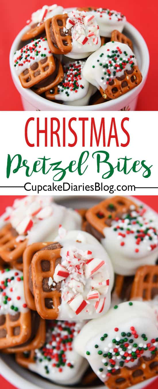 Christmas Caramel Pretzel Bites