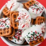 Christmas Caramel Pretzel Bites