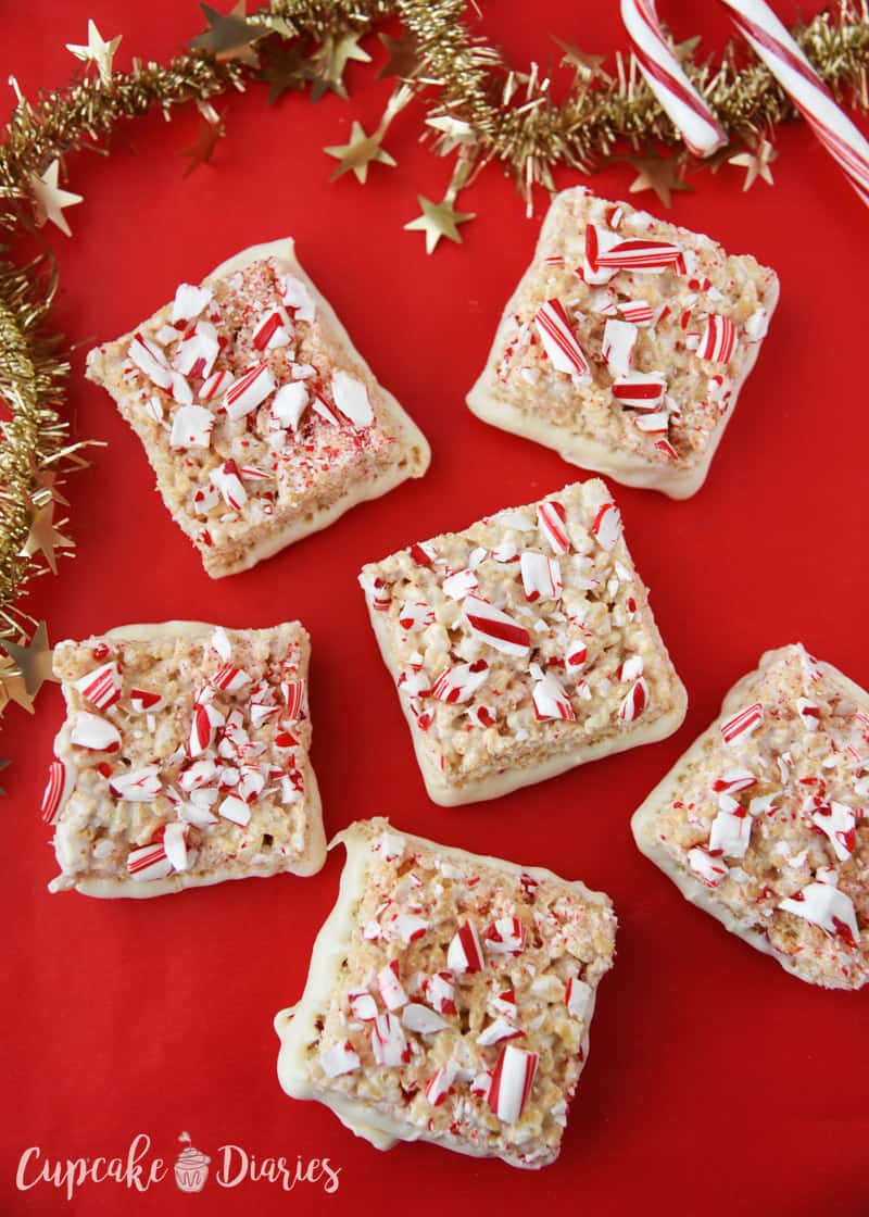 Peppermint and White Chocolate Krispy Treats