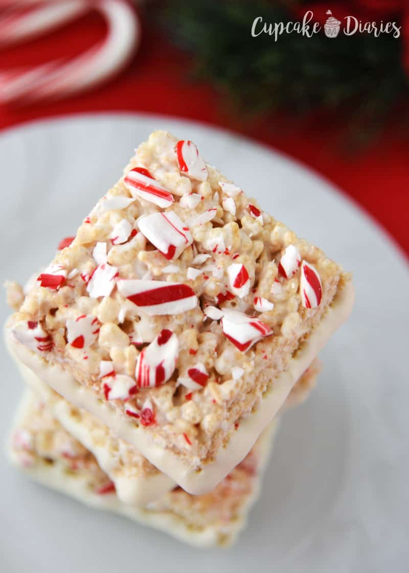 Peppermint and White Chocolate Krispy Treats