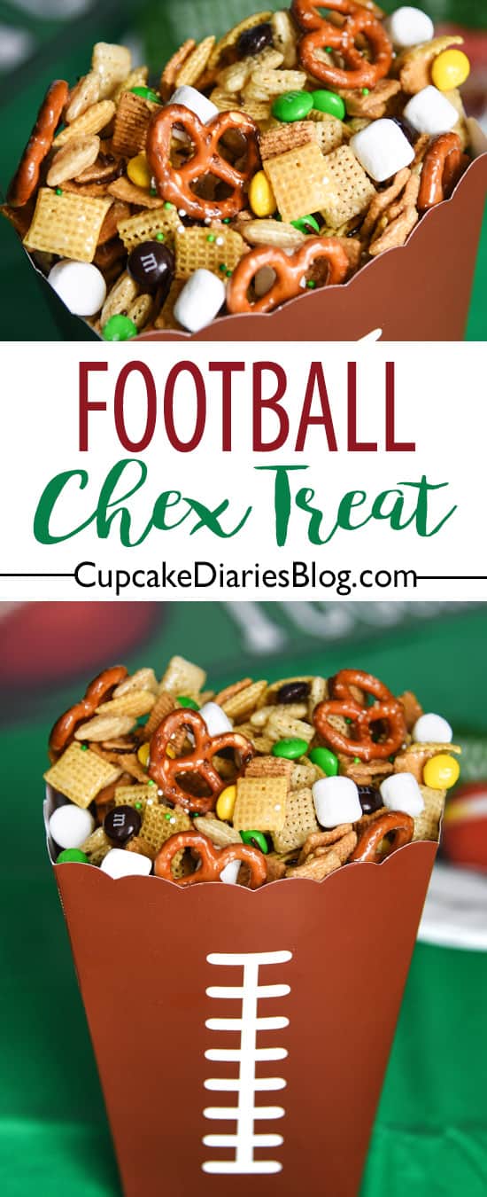 Football Chex Treat - Your game day party needs a sweet and salty treat! Football Chex Treat is the perfect game viewing snack for the whole family.