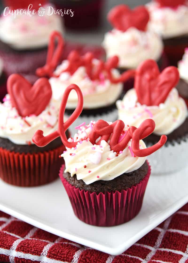 Share the love this Valentine's Day with a chocolate cupcake! "Love" Cupcakes are the perfect way to treat your valentine.