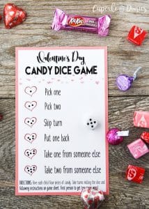 Valentine's day candy dice game Valentine's Day Candy Dice Game