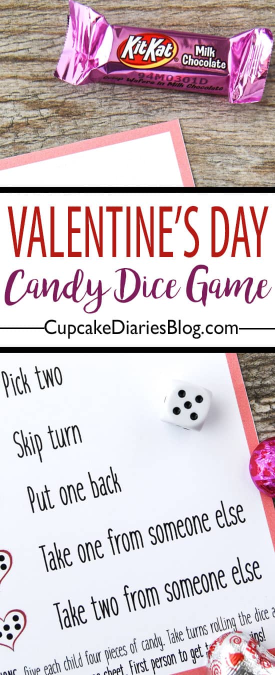 Valentine's Day Candy Dice Game - A perfect game to play during a classroom party or at home with the family!