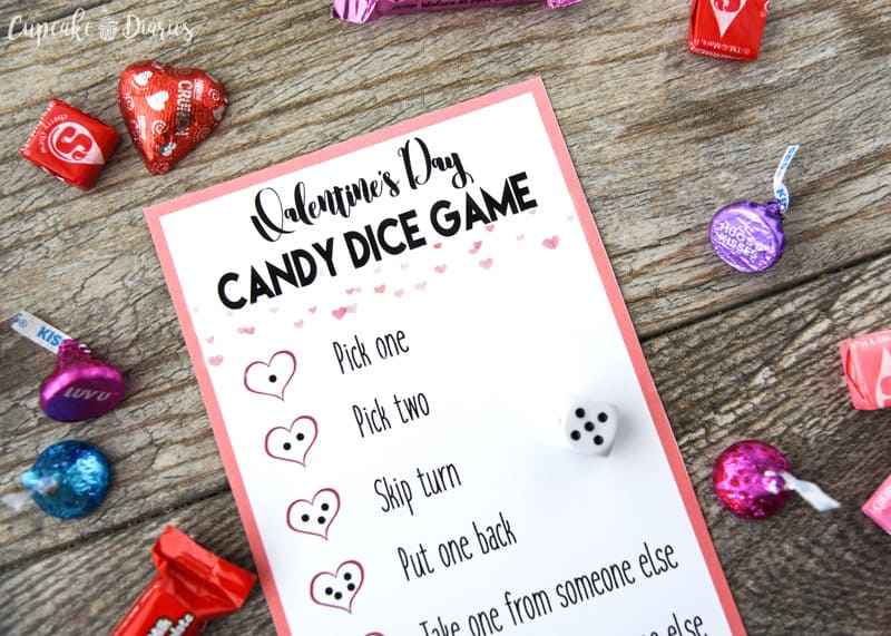 Valentine's Day Candy Dice Game - A perfect game to play during a classroom party or at home with the family!