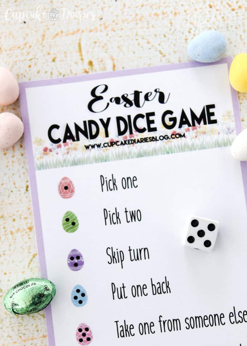 Get the kids together to play this Easter Candy Dice Game! This is a great activity for the kids to play at a family party.